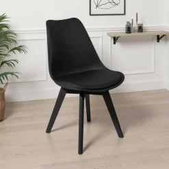 Kiki evo black sedia imbottita in pelle sintetica nera e polipropilene nero opaco 49x54xh81 cm