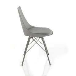 Kiki grey sedia in pelle sintetica polipropilene e metallo grigio lucido 47x53xh81 cm