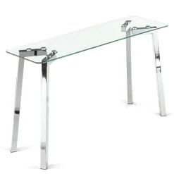Kirk consolle piano in vetro trasparente e metallo cromato 125x40xh75 cm
