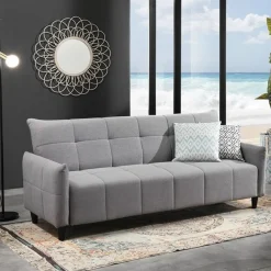 Kiry divano letto pratico meccanismo tessuto grigio divano l205 p83 h86 letto l180 p110 h45