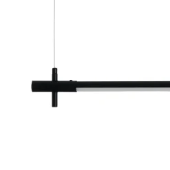 Lampadario slim in alluminio nero opaco con filo elettrico regolabile d2.2x120 cm