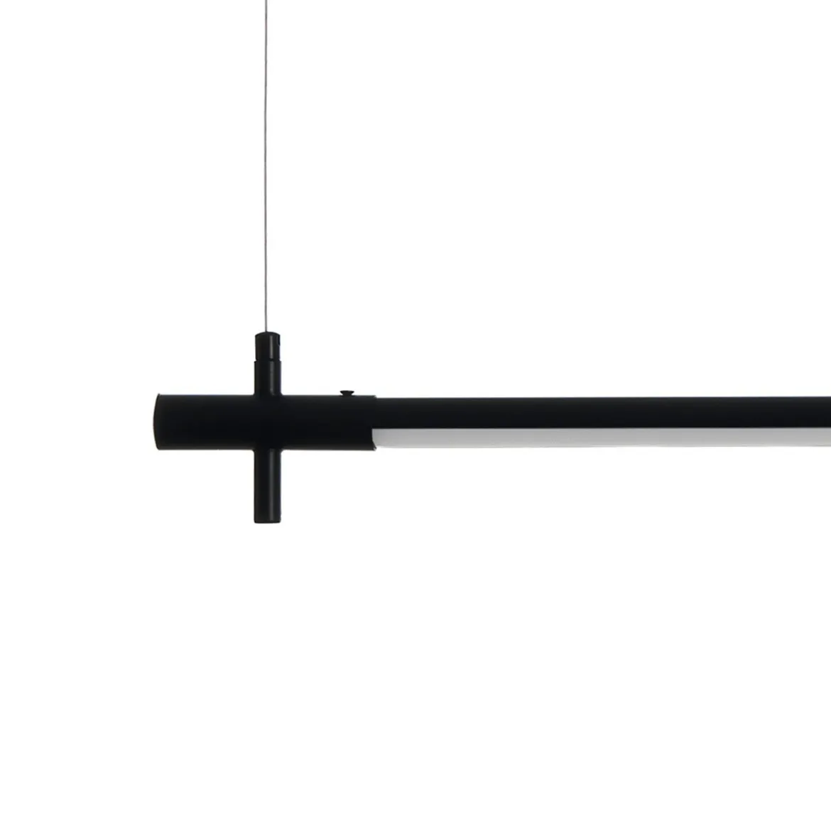 Lampadario slim in alluminio nero opaco con filo elettrico regolabile d2.2x120 cm
