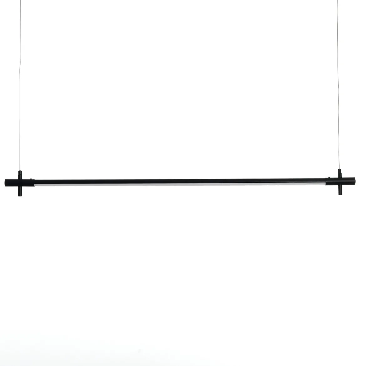 Lampadario slim in alluminio nero opaco con filo elettrico regolabile d2.2x120 cm