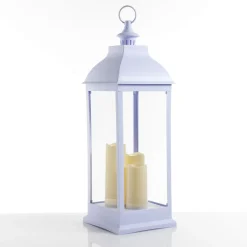 Lantern 71 lampada decorativa led in plastica bianca 23.5x23.5 h71 cm