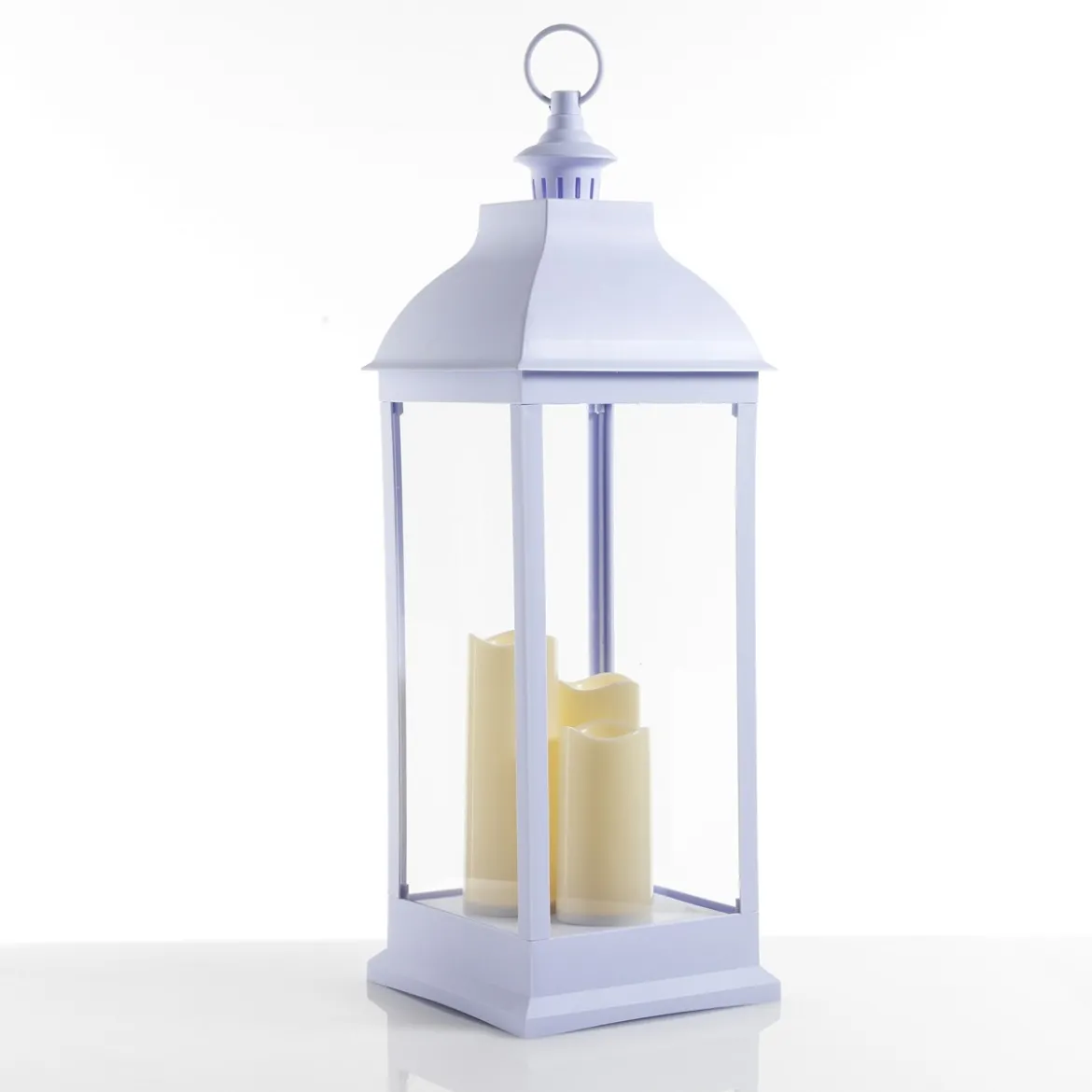 Lantern 71 lampada decorativa led in plastica bianca 23.5x23.5 h71 cm