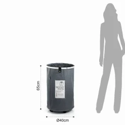 Laundry round cesto porta biancheria con maniglie e ruote in tessuto sintetico grigio chiaro d40xh65 cm