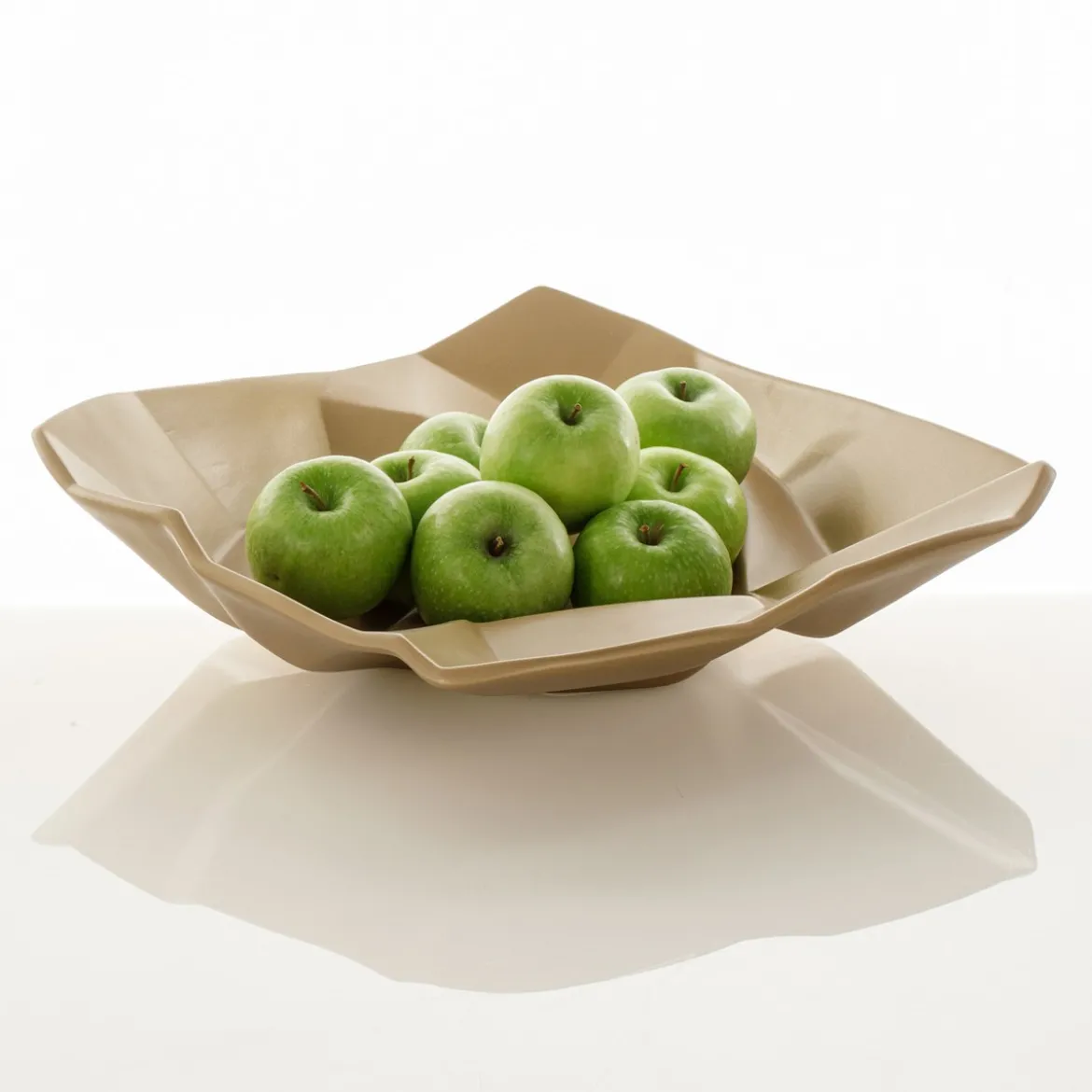 Ligio round big gold centrotavola / svuotatasche in ceramica colore oro finitura opaca 45x45x13 cm