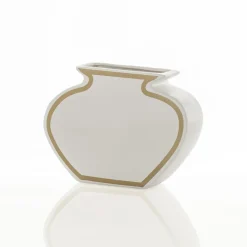 Linea-a gold vaso in ceramica colore bianco opaco 35x10x25 cm