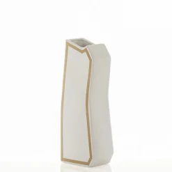 Linea-c gold vaso in ceramica colore bianco opaco 15x10x41 cm