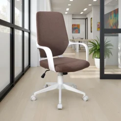 Lollo brown sedia da ufficio regolabile e girevole in polipropilene bianco opaco seduta in tessuto marrone 62.5x61 h101/111 cm