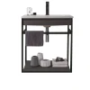 Loom-b grey/black 60 mobile bagno in acciaio nero opaco con lavello e cestone finitura larice grigio 60x46xh52 cm