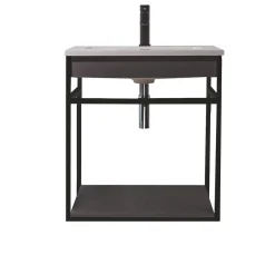 Loom-b grey/black 60 mobile bagno in acciaio nero opaco con lavello e cestone finitura larice grigio 60x46xh52 cm