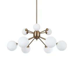 Lucky lampadario in metallo bronzo paralumi in vetro bianco opaco d68 h87 cm