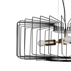 Ludo a lampadario in acciaio nero e oro opaco 3 lampade d60xh23 cm