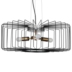 Ludo a lampadario in acciaio nero e oro opaco 3 lampade d60xh23 cm