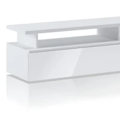 Luky-b mobile porta tv bianco opaco con anta a ribalta laccata bianco lucido 160x38xh41 cm