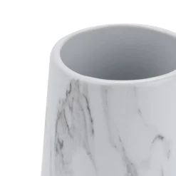 Marble b bicchiere portaspazzolini ceramica effetto marmo bianco opaco d8.3 h12 cm