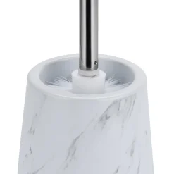 Marble b portaspazzolino toilette ceramica effetto marmo bianco opaco d11.8 h38.5 cm