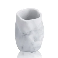Marble bicchiere portaspazzolini in marmo 7.5x7.5 h10.5 cm
