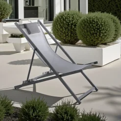 Mare milos grey sedia sdraio in alluminio grigio opaco e tessuto textilene grigio 61x102xh80 cm