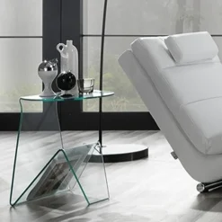 Mark tavolino comodino in vetro curvato 46x40 h55 cm