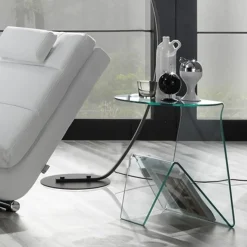Mark tavolino comodino in vetro curvato 46x40 h55 cm