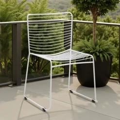 Martha white sedia interno esterno in acciaio colore bianco opaco impilabile h.79 l.49 p.53 cm