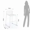 Martha white sgabello da interno / esterno in tessuto e acciaio bianco 55x51xh90 cm