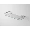 Mazzo mensola da parete in metallo finitura alluminio vetro trasparente 50x19 h5 cm