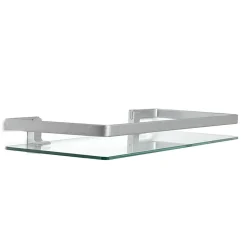 Mazzo mensola da parete in metallo finitura alluminio vetro trasparente 50x19 h5 cm