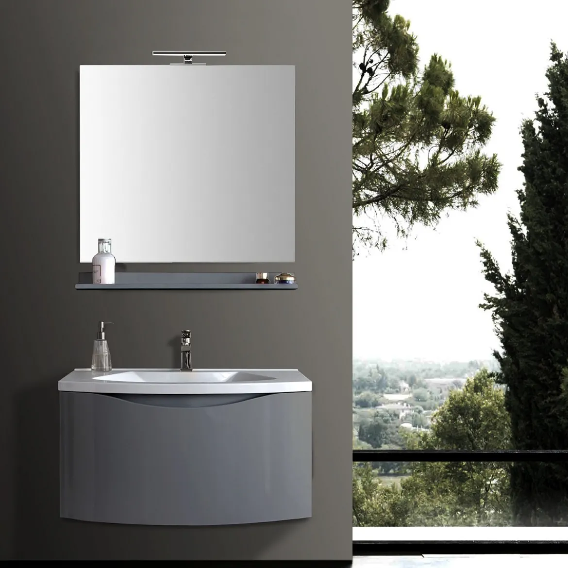 Mensola in metallo laccato grigio opaco l100x15 cm