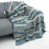 Methi-a plaid 100% cotone decorato grigio azzurro 220x150 cm