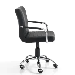 Milko black sedia da ufficio regolabile e girevole in pelle sintetica nera con ruote 52x56 h82/92 cm