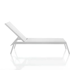 Milos lettino da mare in alluminio bianco opaco e tessuto textilene bianco 56x200xh35 cm
