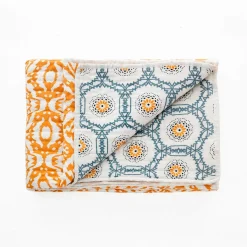 Moena plaid cotone colore giallo 100% cotone 135 x 190 cm