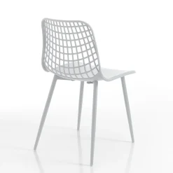 Nairobi white sedia da interno esterno in polipropilene e acciaio bianca opaco 46x55xh80 cm