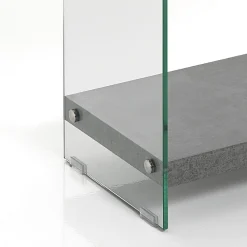 Nancy 75 cement libreria 5 in vetro trasparente e finitura cemento 70x29.5xh170 cm