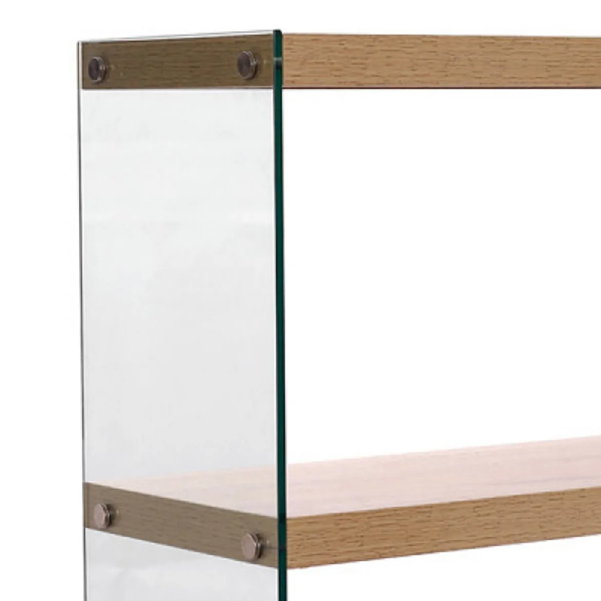 Nancy 75 libreria 4 ripiani in vetro trasparente e finitura rovere 75x29.5xh120 cm