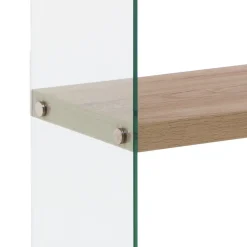 Nancy 75 libreria 5 ripiani in vetro trasparente e finitura rovere 75x29.5xh159 cm