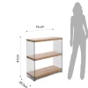 Nancy 75 libreria 3 ripiani in vetro trasparente e finitura rovere 75x29.5xh81 cm