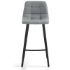 New Tania sgabello imbottito tessuto grigio gambe acciaio nero opaco h100 seduta h75 l43 p48