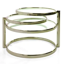 New three rings gold tavolino in vetro temprato e metallo finitura oro140x45xh43 cm