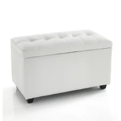 Nice white 80 cassapanca contenitore in pelle sintetica bianco 80x43.5xh46.5 cm