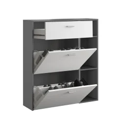 Niki evo graphite scarpiera struttura finitura grigio graphite opaco ante finitura larice bianco a poro aperto h1015 l90 p26
