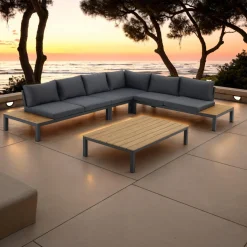 Nydri grey salotto interno e esterno in alluminio antracite opaco cuscini di grigio 315x247xh76 cm