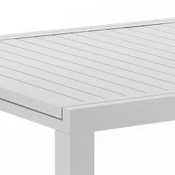 Nydri White A Tavolo interno / esterno in Alluminio Bianco opaco piano a doghe, 180-238x90xh75 cm