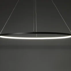 Oval ring lampadario in allumino nero opaco con filo regolabile d100 h92 cm