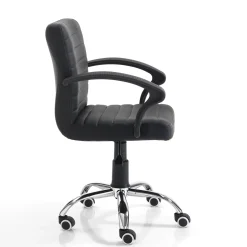 Pany black sedia da ufficio regolabile e girevole in pelle sintetica nera con ruote 57x56 h82/92 cm