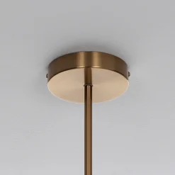 Party evo clear lampadario acciaio verniciato ottone anticato opaco sfere in vetro trasparente cm l95 p155 h90