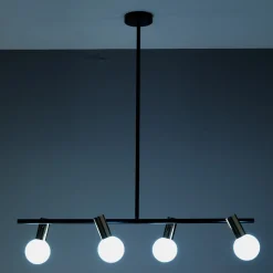 Party lampadario in metallo nero e oro paralumi direzionabili in vetro bianco opaco 94x12 h90 cm